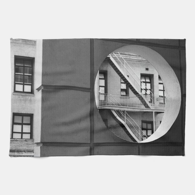 Linge De Cuisine Architecture Cercles & Lignes Photo en Noir et Bla (Horizontal)