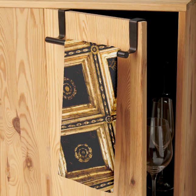 Linge De Cuisine Architecture noire et or (Pliage en tiers)