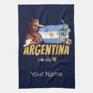Linge De Cuisine Argentine gaucho vintage avec drapeau de football