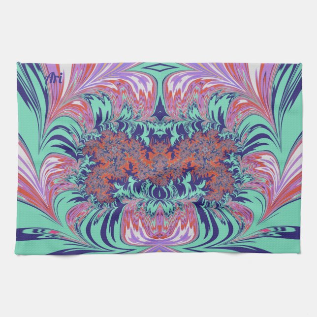 Linge De Cuisine ARI ~ Vert bleu rouge pourpre ~ 3D ~ (Horizontal)