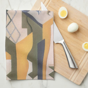 Linge De Cuisine Arlequin à une table de Juan Gris, Cubisme Vintage