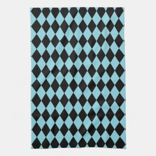 Linge De Cuisine Arlequin ciel et noir