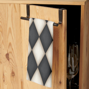 Linge De Cuisine Arlequin noir et blanc (grande échelle)