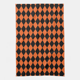 Linge De Cuisine Arlequin orange et noir