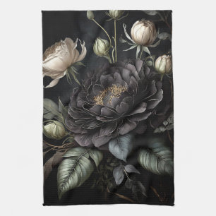 Linge De Cuisine Arrangement gothique Rose Fleur noire