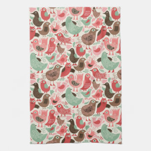 Linge De Cuisine arrière - plan avec les oiseaux mignons