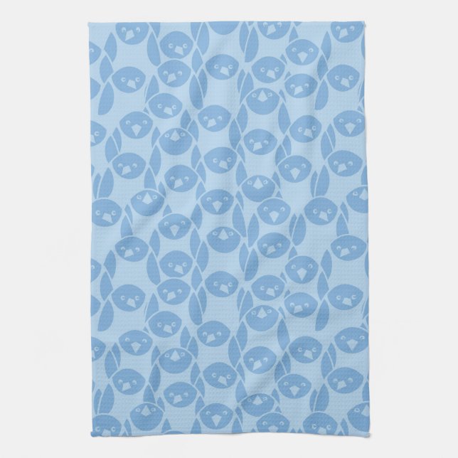 Linge De Cuisine Arrière - plan bleu de motif de pingouins (Vertical)