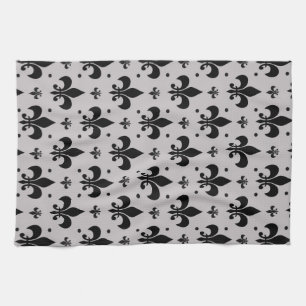 Linge De Cuisine Arrière - plan gris Fleur-de-lis Motif Design