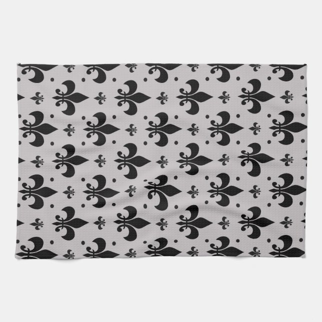 Linge De Cuisine Arrière - plan gris Fleur-de-lis Motif Design (Horizontal)