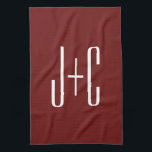 Linge De Cuisine Arrière - plan rouge et texte blanc de Bourgogne m<br><div class="desc">Conception personnalisable pour un monogramme couple ou tout autre texte que vous aimez,  modifier comme vous le souhaitez!</div>
