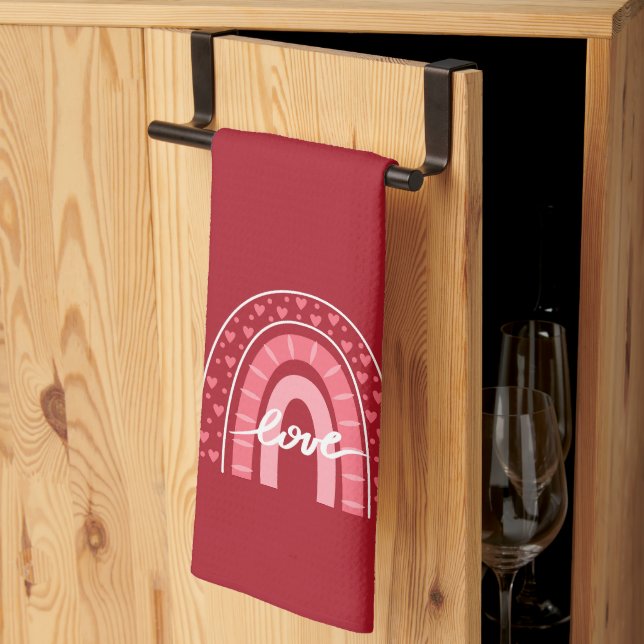 Linge De Cuisine Arrière - plan Valentin avec amour des coeurs (Pliage en tiers)