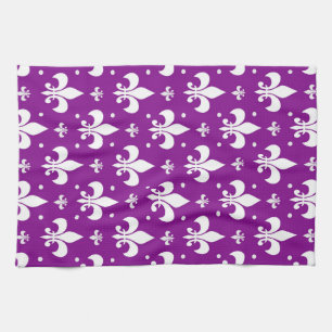 Linge De Cuisine Arrière - plan violet Fleur-de-lis Design Motif