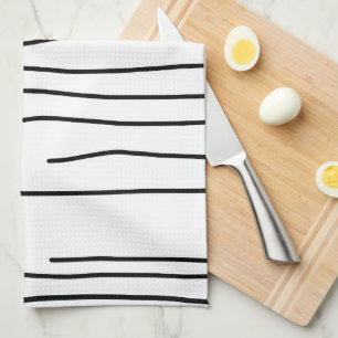 Linge De Cuisine Art Abstrait Black White Lines Minimalisme