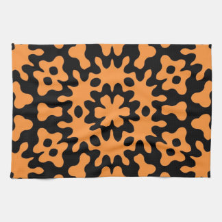 Linge De Cuisine Art Abstrait Floral Orange