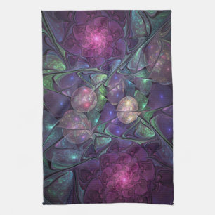 Linge De Cuisine Art abstrait fractal moderne coloré et scintillant