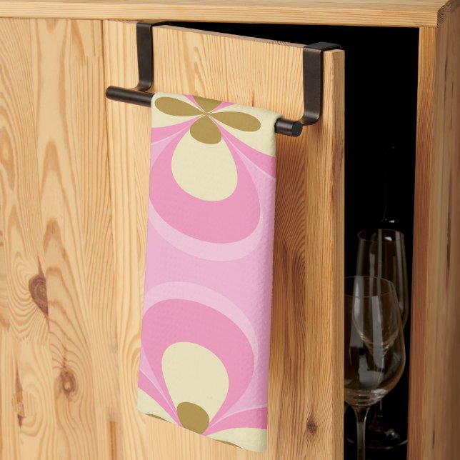 Linge De Cuisine Art Abstrait Rose (Pliage en tiers)