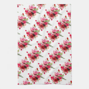 Linge De Cuisine Art Aquarelle Roses Rouges Roses Modernes Florales