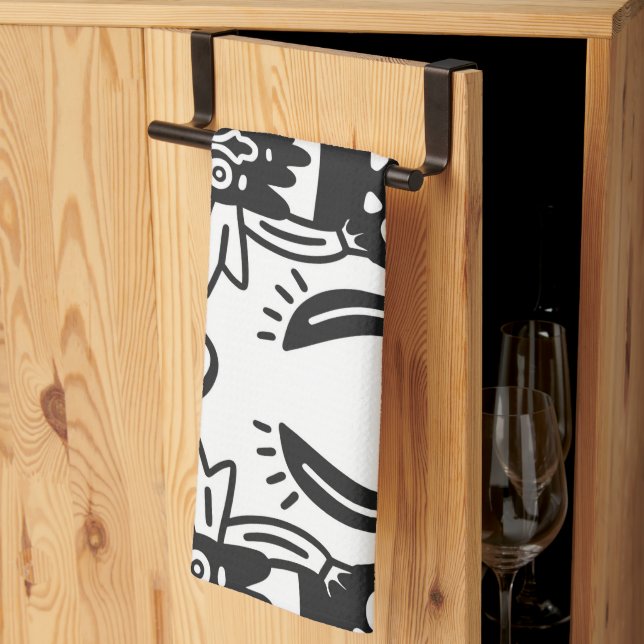Linge De Cuisine Art aztèque - Motif lézard (Pliage en tiers)