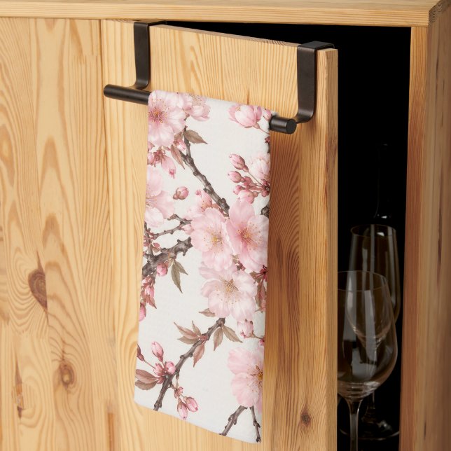 Linge De Cuisine Art botanique de cerisier en fleurs aéré (Pliage en tiers)