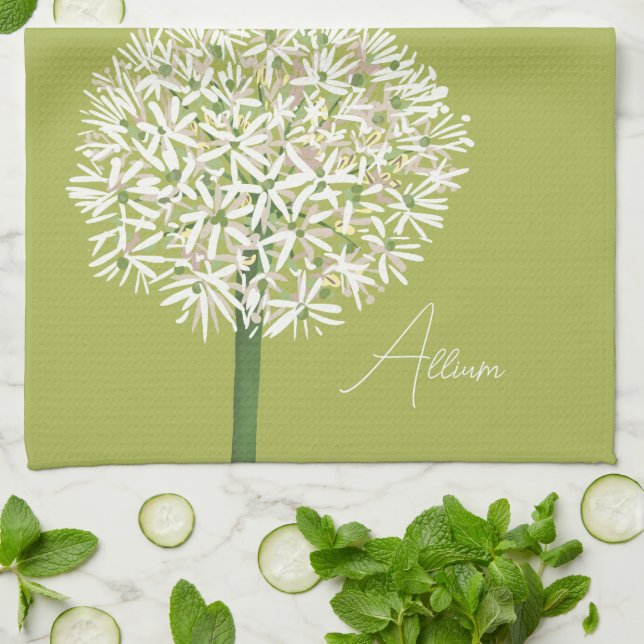 Linge De Cuisine Art botanique de la fleur d'Allium | Flore élégant (Plié)