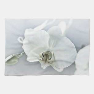 Linge De Cuisine Art botanique d'orchidée blanche élégante