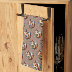 Linge De Cuisine Art botanique du renard floral de la forêt