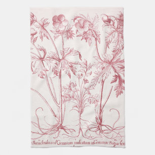 Linge De Cuisine Art botanique Vintage rose