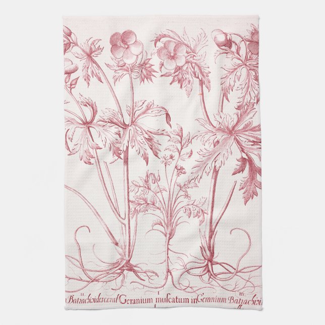 Linge De Cuisine Art botanique Vintage rose (Vertical)