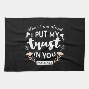 Linge De Cuisine Art chrétien floral foncé - Psaume 56:3
