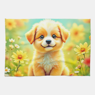 Linge De Cuisine Art Cute De La Fleur De Chiot