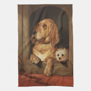 Linge De Cuisine Art de chien Bloodhound et Westie victorien vintag