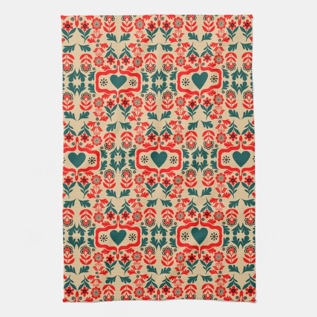 Linge De Cuisine Art de fleurs abstrait boho (Vertical)