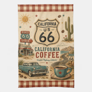 Linge De Cuisine Art de la route 66 de Californie pour le café en r