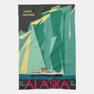 Linge De Cuisine Art de l'affiche de voyage vintage de l'Alaska, gl