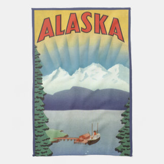 Linge De Cuisine Art de l'affiche de voyage vintage en Alaska, pays