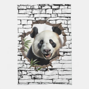 Linge De Cuisine Art de Panda 3D qui Casse le Mur – Safari Réaliste