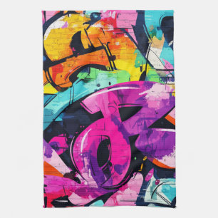 Linge De Cuisine Art de rue audacieux avec du violet, du noir et du