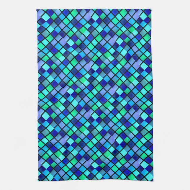 Linge De Cuisine Art de verre coloré bleu turquoise vert violet (Vertical)