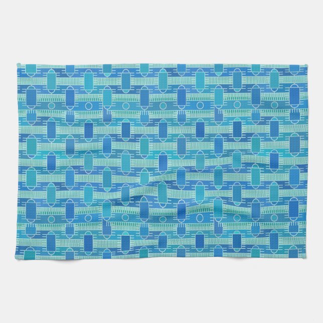 Linge De Cuisine Art Déco chic industriel - bleu clair (Horizontal)
