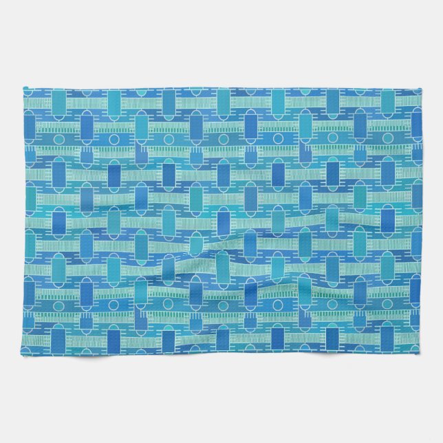 Linge De Cuisine Art Déco chic industriel - bleu clair (Horizontal)