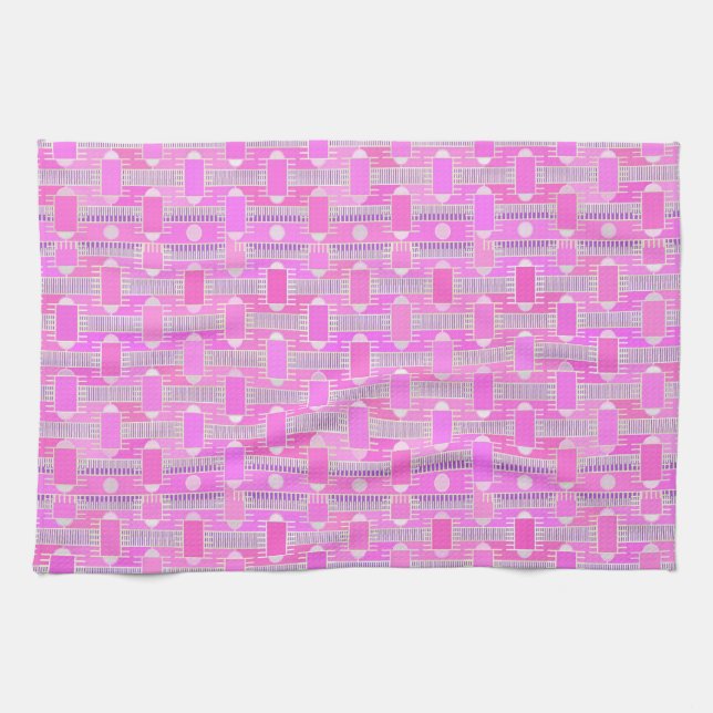 Linge De Cuisine Art Déco chic industriel - rose, mauve (Horizontal)
