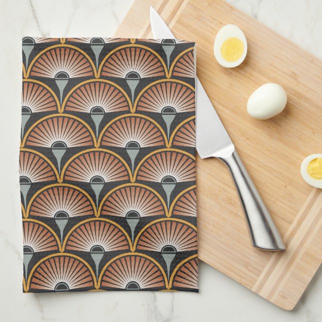Linge De Cuisine Art Déco Jazz Age Sunset Jukebox (Quart Plié)