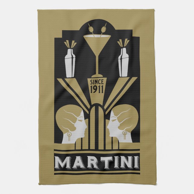 Linge De Cuisine Art Déco Martini (Vertical)