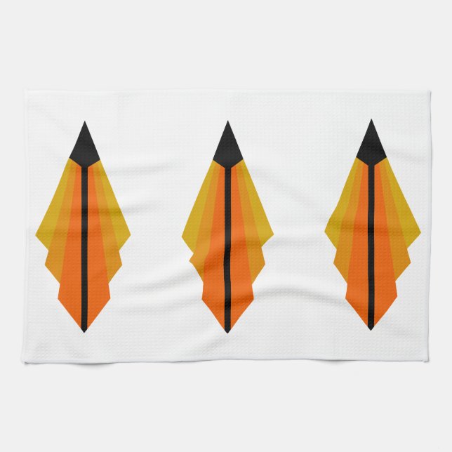 Linge De Cuisine Art Deco Pattern 3 en orange (Horizontal)