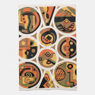 Linge De Cuisine Art Déco vintage pochoir jazz cercles géométriques