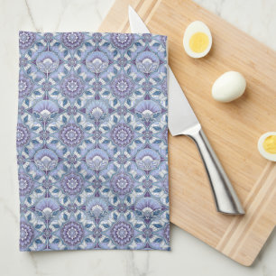 Linge De Cuisine Art Déco Violet, Lavande, Lilas, Bleus & Blanc