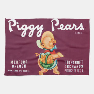 Linge De Cuisine Art d'étiquette de caisse de fruits vintage avec P