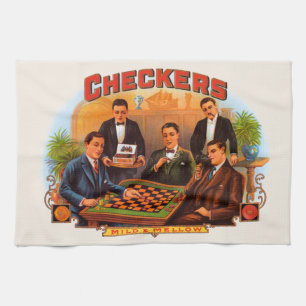 Linge De Cuisine Art d'étiquette de cigare vintage, Checkers Mild e