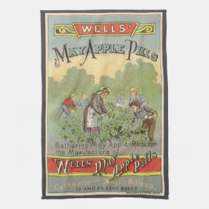 Linge De Cuisine Art d'étiquette de produit vintage, pilules de May