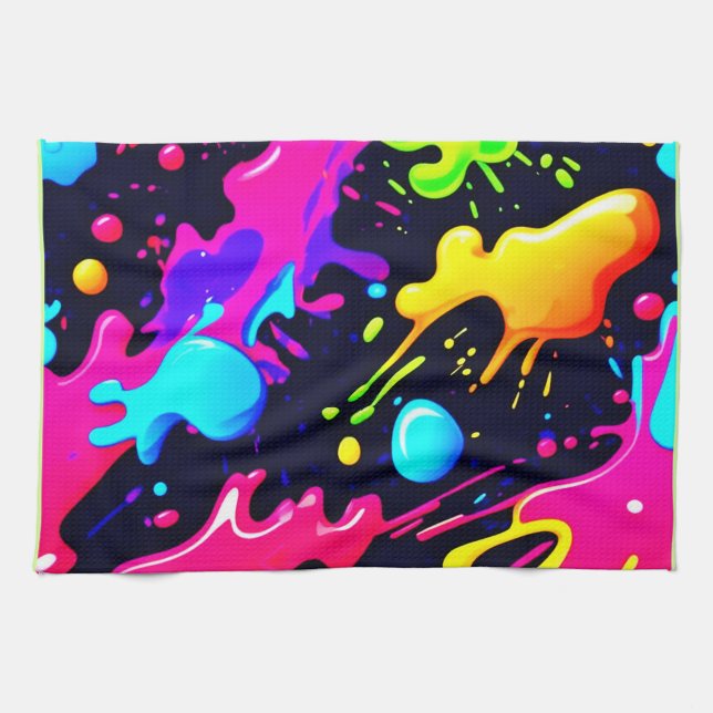 Linge De Cuisine Art d'explosion de couleur liquide abstrait (Horizontal)